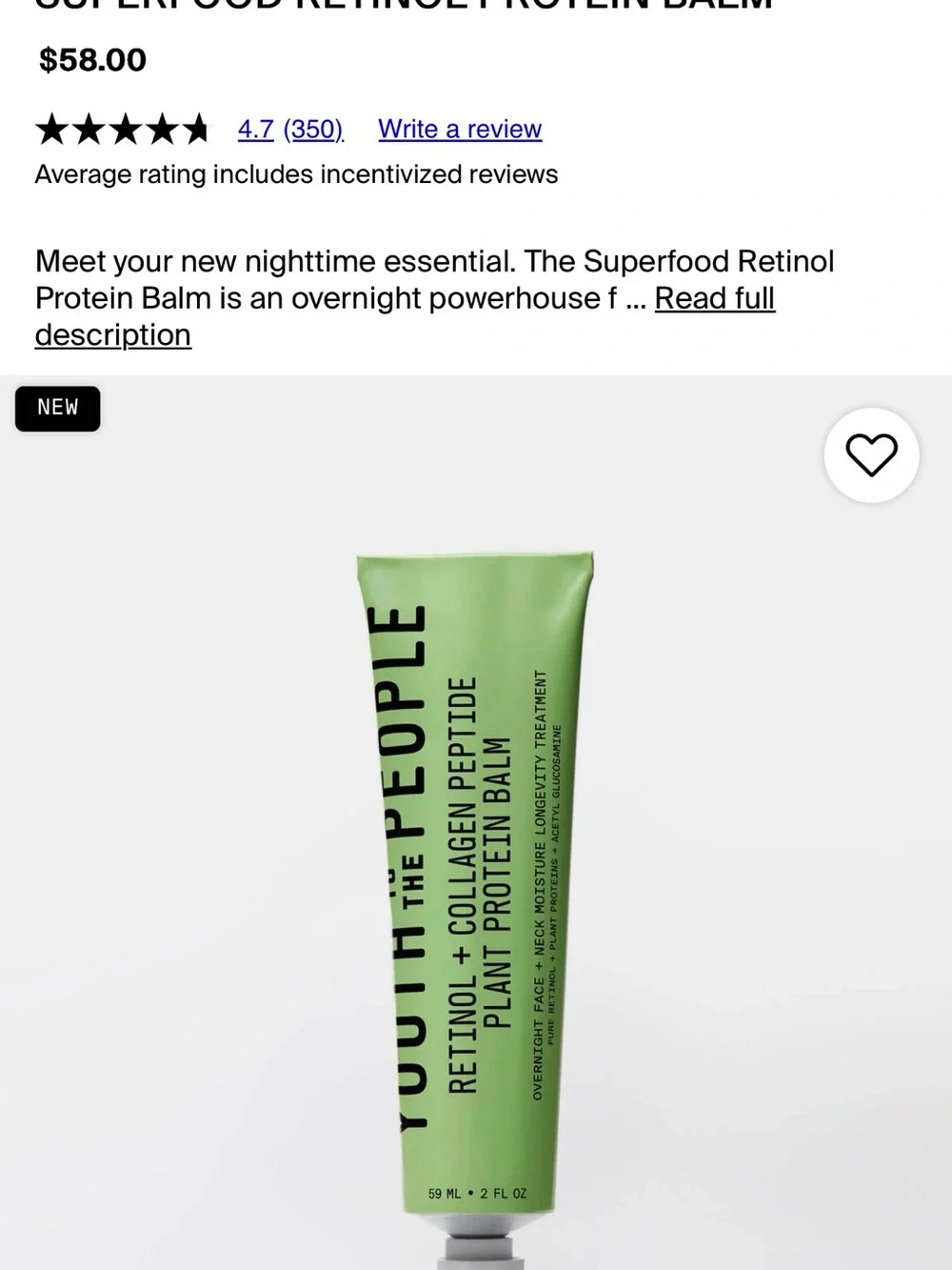 Superfood Retinol Plant Protein Balm - Green